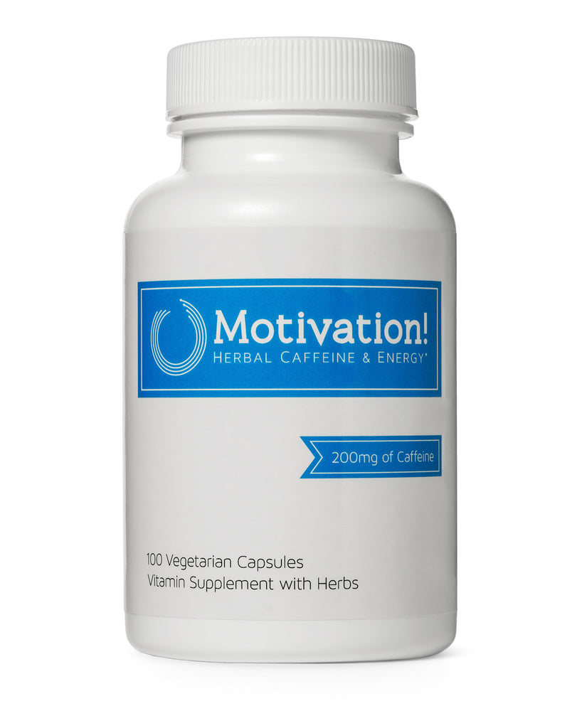 Motivation!: Herbal Caffeine + Energy Vitamin Supplement (W/ 200mg of Herbal Caffeine, Ginseng, Green Tea, Guarana)